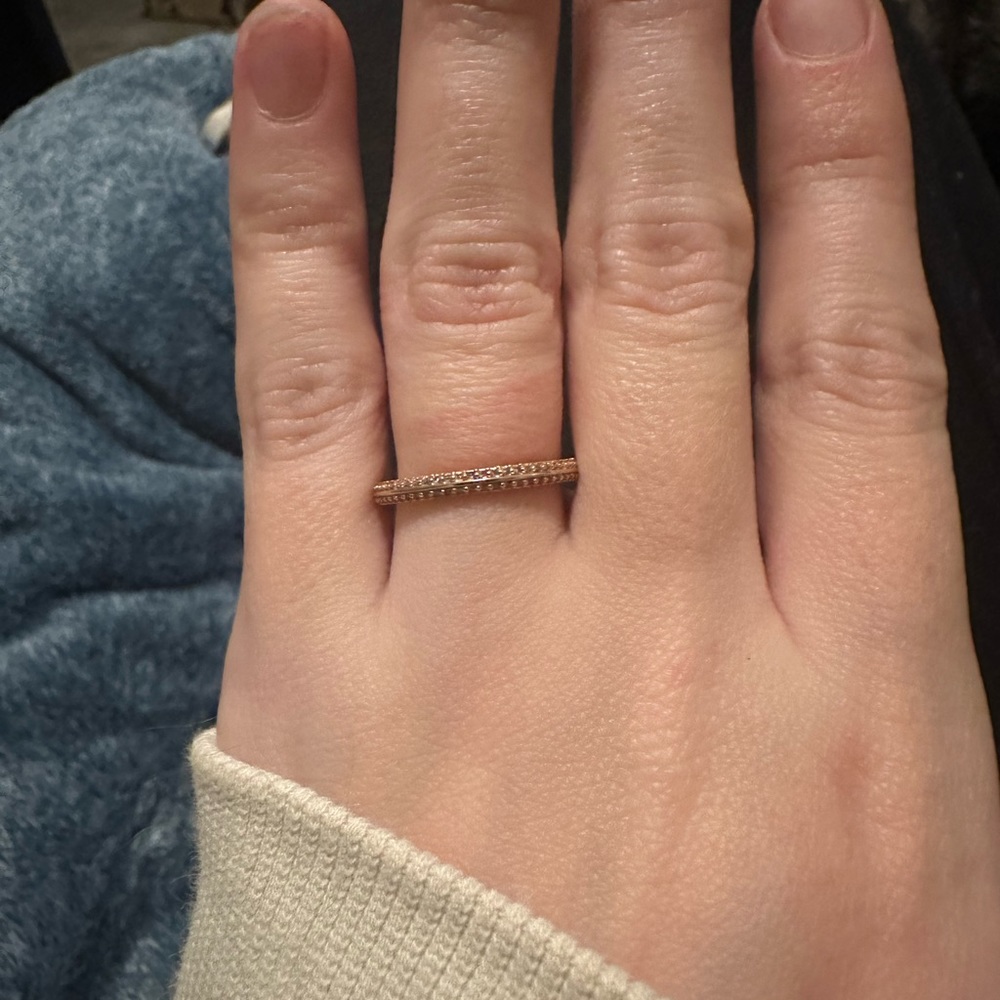 Rose gold paved Pandora ring